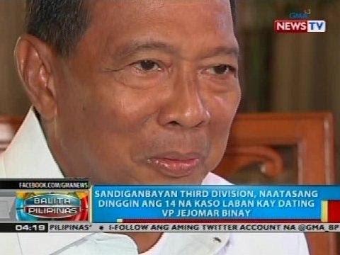 Sandiganbayan third division, naatasang dinggin ang 14 na kaso laban kay dating VP Jejomar Binay
