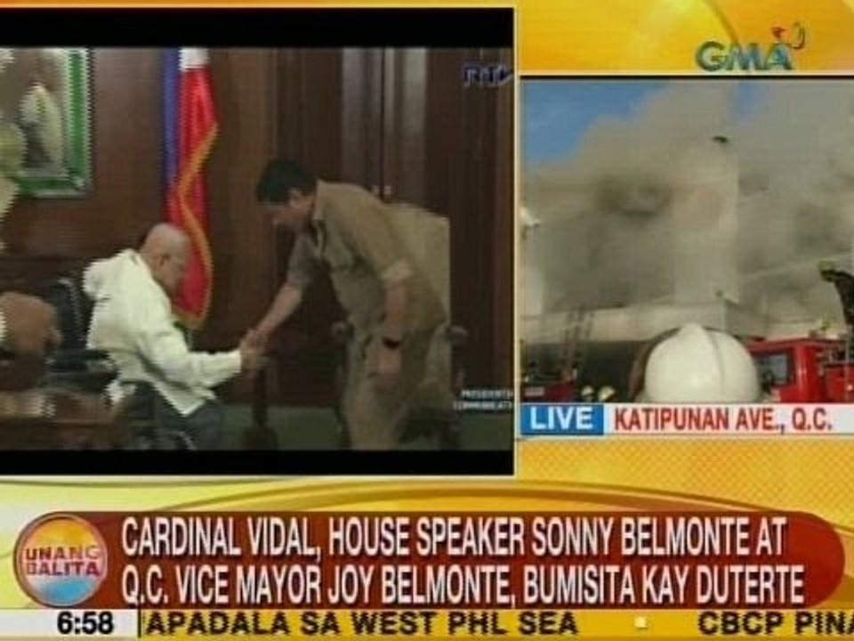 UB: Cardrinal Vidal, House Speaker Sonny Belmonte at Vice Mayor Joy Belmonte, bumisita kay Duterte