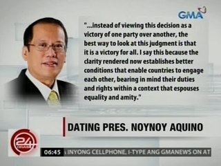 24 Oras: Aquino: Dapat ituring na tagumpay ng lahat ang panalo ng Pilipinas sa kaso laban sa China