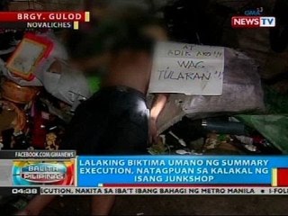 Lalaking biktima umano ng summary execution, natagpuan sa kalakal ng isang junkshop