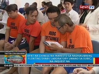 Apat na chinese na inaresto sa nadiskubreng floating shabu laboratory umano sa Subic, na-inquest na