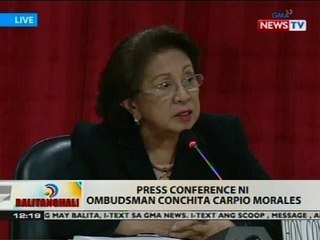 BT: Press conference ni Ombudsman Conchita Carpio Morales