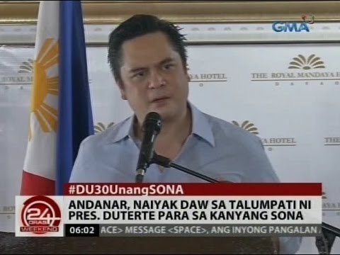 24 Oras: Andanar, naiyak daw sa talumpati ni Pres. Duterte para sa kanyang SONA