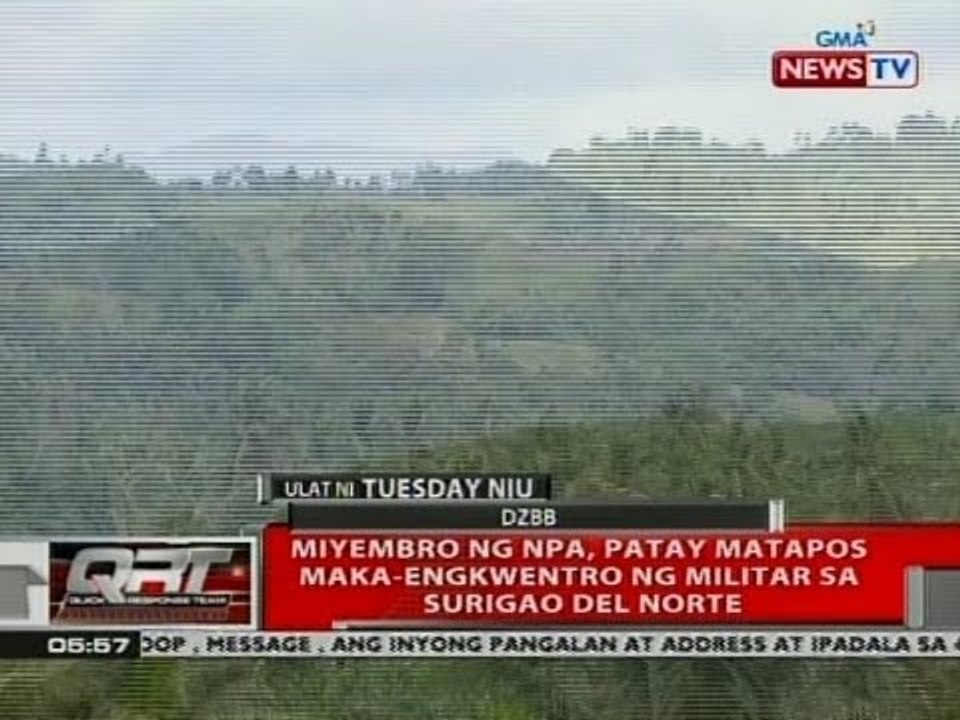 QRT: Miyembro ng NPA, patay matapos maka-engkwentro ng militar sa Surigao Del Norte