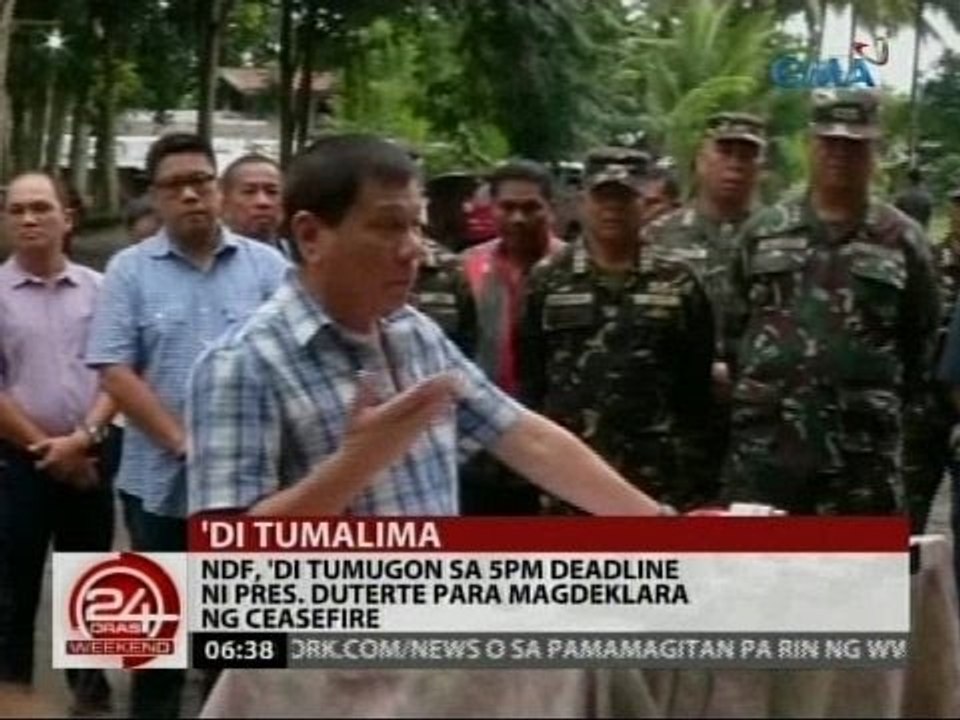 24 Oras: NDF, 'di tumugon sa 5pm deadline ni Pres. Duterte para magdeklara ng ceasefire