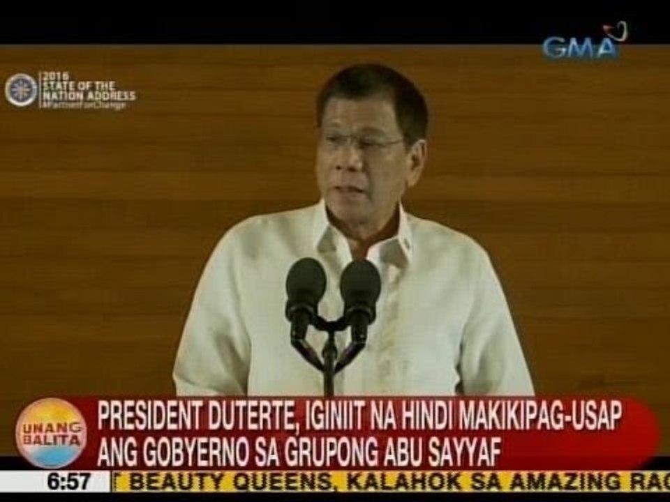 UB: Pres. Duterte, iginiit na hindi makikipag-usap ang gobyerno sa Abu Sayyaf Group
