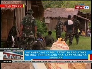 Miyembro ng CAFGU, patay sa pag-atake ng mga hinihinalang NPA
