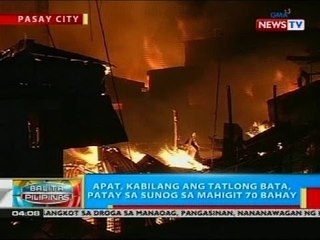 Apat, kabilang ang tatlong bata, patay sa sunog sa mahigit 70 bahay