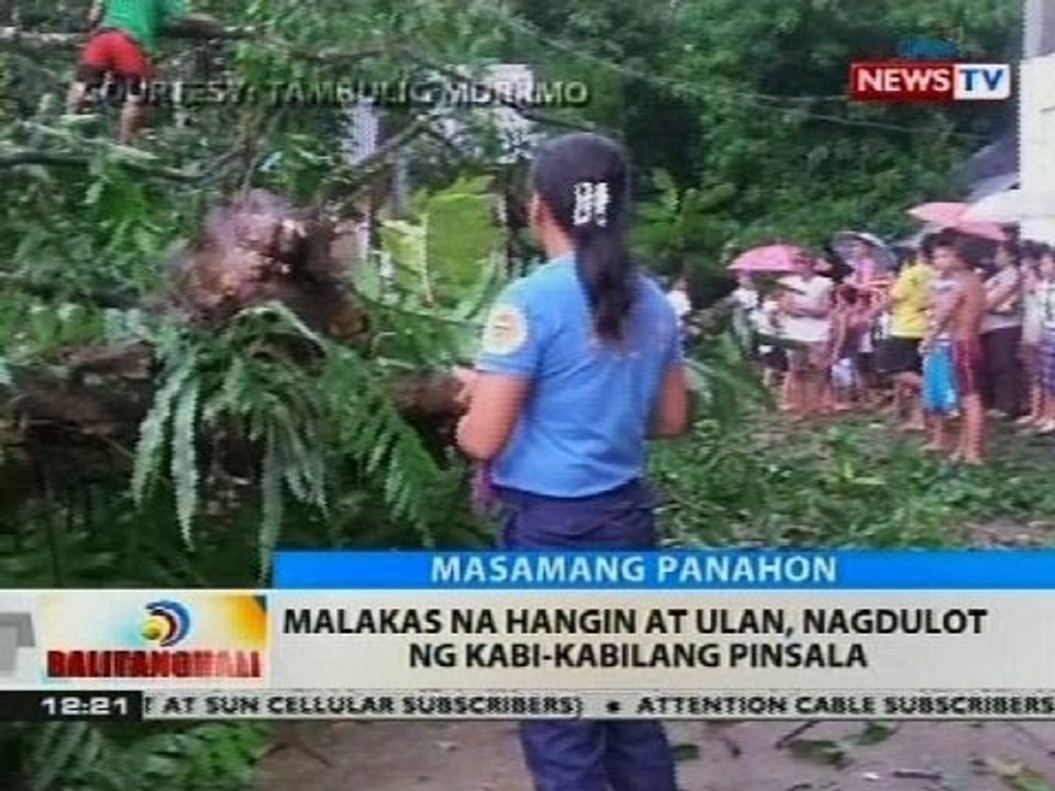 Malakas na hangin at ulan, nagdulot ng kabi-kabilang pinsala