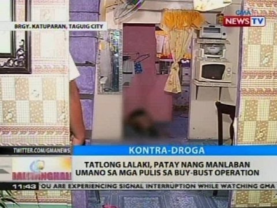 BT: Tatlong lalaki, patay nang manlaban umano sa mga pulis sa buy-bust operation
