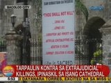 UB: Tarpaulin vs. extrajudicial killings, ipinaskil sa isang cathedral sa Bacolod City