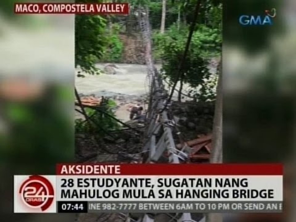 24 Oras: 28 estudyante, sugatan nang mahulog mula sa hanging bridge