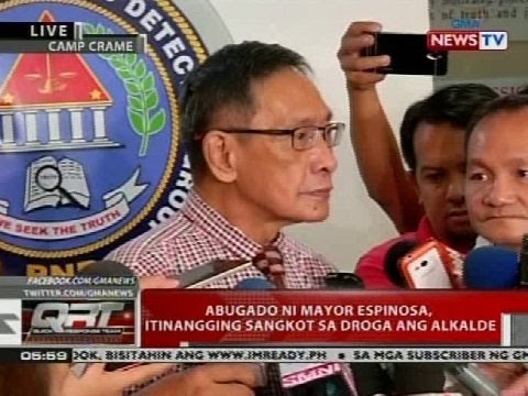 Abugado ni Mayor Espinosa, itinangging sangkot sa droga ang alkalde