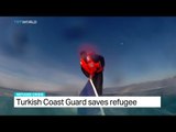 Turkish Coast Guard rescues stranded refugee from capsized boat