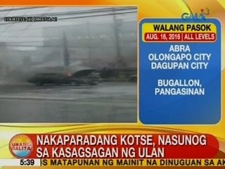UB: Nakaparadang kotse, nasunog sa kasagsagan ng ulan sa Mabalacat, Pampanga