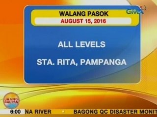 UB: Walang pasok sa lahat ng antas sa Sta. Rita, Pampanga ngayong Lunes