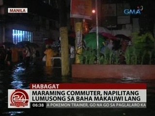 24 Oras: Maraming commuter, napilitang lumusong sa baha makauwi lang