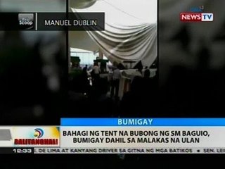 BT: Bahagi ng tent na bubong ng SM Baguio, bumigay dahil sa malakas na ulan