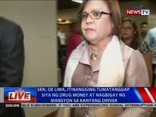 Sen. de Lima, itinangging tumatanggap siya ng drug money at nagbigay ng mansyon sa kanyang driver