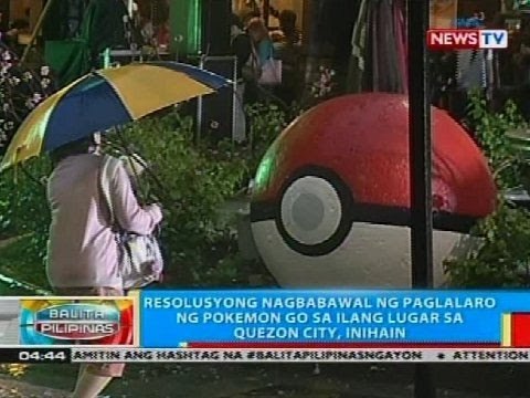 Resolusyong nagbabawal sa paglalaro ng Pokemon Go sa ilang lugar sa Quezon City, inihain