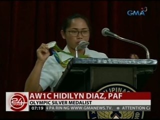 24 Oras: Hidilyn Diaz, binigyan ng hero's welcome at promotion ng Phl Air Force