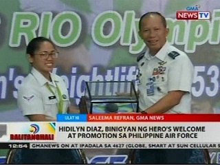 BT: Hidilyn Diaz, binigyan ng hero's welcome at promotion sa Philippine Air Force
