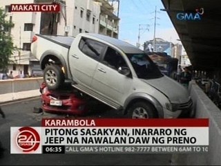 24 Oras: 7 sasakyan, inararo ng jeep na nawalan daw ng preno