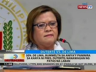 Sen. de Lima, bumwelta sa aniya'y paninira sa kanya ni Pres. Duterte