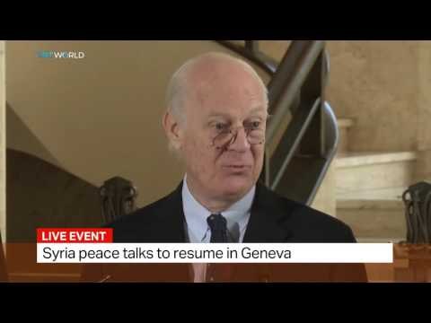 UN Special Envoy for Syria Staffan de Mistura speaks in Geneva