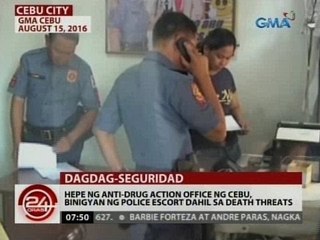 24 Oras: Hepe ng anti-drug action office ng Cebu, binigyan ng police escort dahil sa death threats