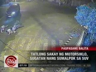 Скачать видео: 24 Oras: 3 sakay ng motorsiklo, sugatan nang sumalpok sa SUV