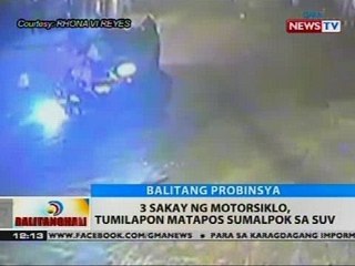 BT: 3 sakay ng motorsiklo, tumilapon matapos sumalpok sa SUV