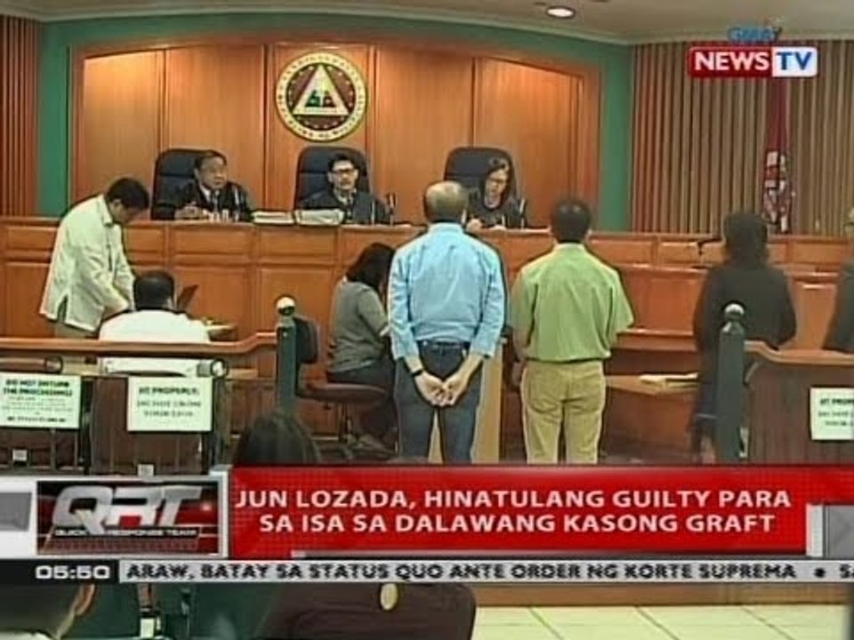 QRT: Jun Lozada, hinatulang guilty para sa isa sa dalawang kasong graft
