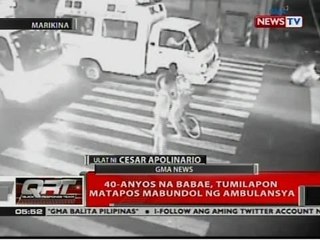 QRT: 40-anyos na babae, tumilampon matapos mabundol ng ambulansya