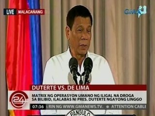 Matrix ng operasyon umano ng iligal na droga sa Bilibid,  ilalabas ni Pres. Duterte ngayong linggo