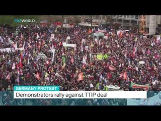 Demonstrator in Germany rally against TTIP deal
