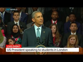 US President speaks at town hall in London