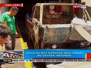 BP: Truck na may kargang mga tangke ng oxygen, nasunog