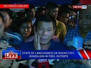 NTVL: State of lawlessness, idiniklara ni Pres. Duterte