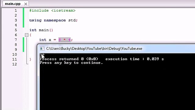 C++ Programming Tutorials - 7 - Basic Arithmetic