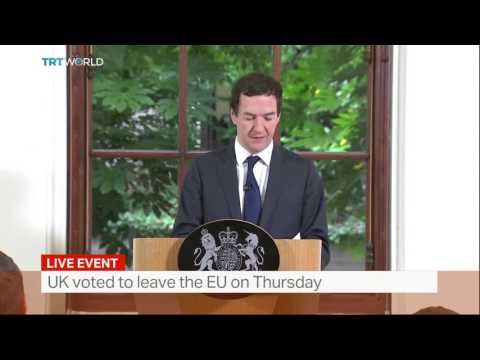 UK Chancellor of the Exchequer George Osborne addresses EU referendum result