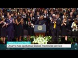 Obama has spoken at Dallas memorial service. Colin Campbell reports