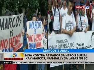 Tải video: Mga kontra at pabor sa hero's burial kay Marcos, nag-rally sa labas ng SC