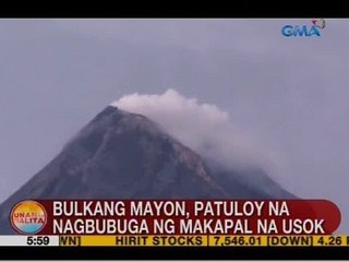 UB: Bulkang Mayon, patuloy na nagbubuga ng makapal na usok