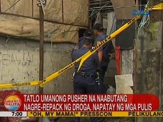 Tatlo umanong pusher na naabutang nagre-repack ng droga, napatay ng mga pulis