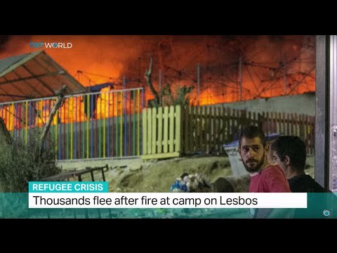 Refugee Crisis: Thousands flee after fire at camp on Lesbos