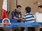 Pangulong Duterte, nagpaabot ng tulong sa mga pamilyang namatayan at nasugatan sa Davao City bombing