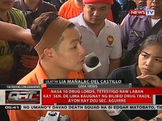 Nasa 10 drug lords, tetestigo raw laban kay de Lima kaugnay ng Bilibid drug trade, ayon kay Aguirre