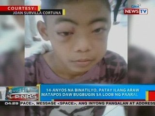14-anyos na binatilyo, patay ilang araw matapos daw bugbugin sa loob ng paaralan