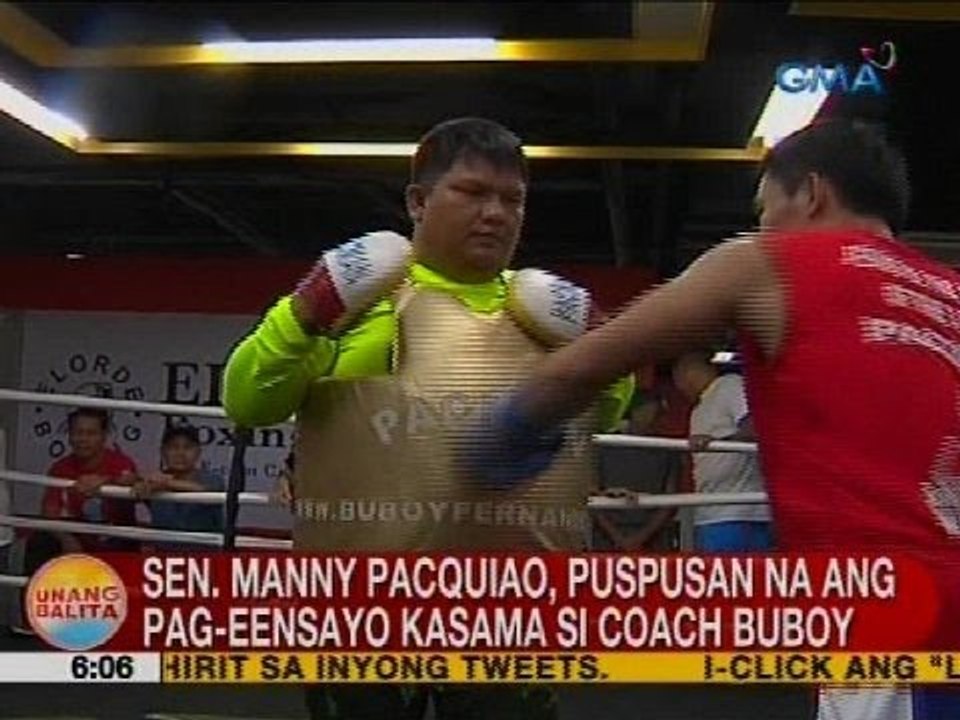 UB: Sen. Manny Pacquiao, puspusan na ang pag-eensayo kasama si coach Buboy